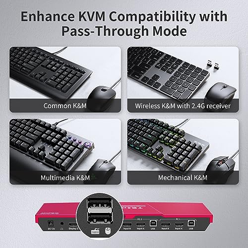 Tesmart Hdmi Kvm Switch 2 Monitors 2 Computers 4K@60Hz, Usb 2.0, Dual Monitor Kvm Switch Hdmi 2 Port Extended Display, Edid Emulators, L/R Audio, Hotkey Switch, Button Switch With All Cables #TOP6