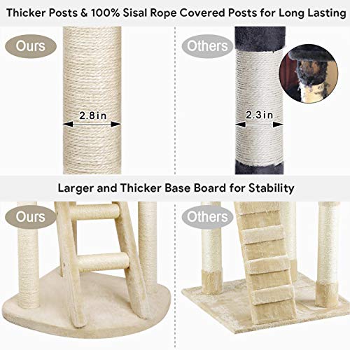 BEAU JARDIN Cat Tree Condo Furniture with Scratching Posts 47.5 Inch Cat Activity Tree Heavy Duty Corner Cat Tower Pet House Scratcher Multi-level Kitty Play House for Kitten with Perch Play Toy Beige