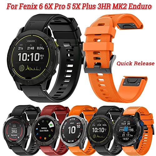 Correa de silicona de 26mm elegante y resistente para Fenix 5X Plus 2