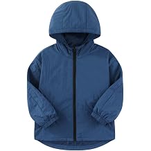 Feidoog Toddler Boys Jacket Lightweight Windbreaker Coat Hooded Zip Up Loose-Fit Outerwear Hiking Jacket