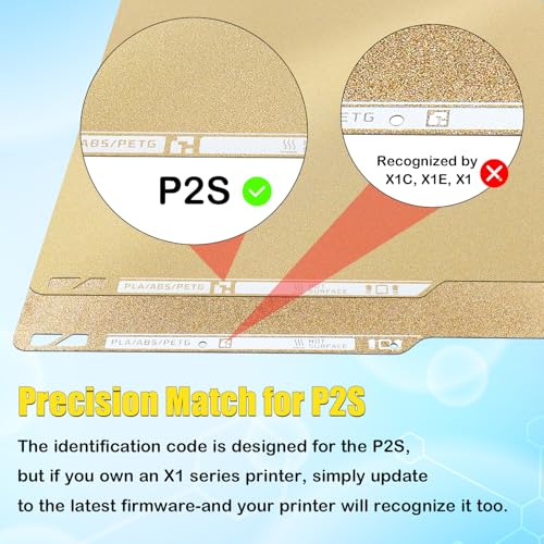 Nssnlur Textured P2S PEI Druckplatte für Bambulab, P2S PEI Build Plate Recognition mit QR Code für Bambu Lab P1S P2S P1P A1 256x256mm 3D Drucker Plattformen