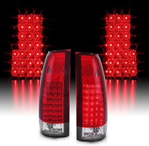 AmeriLite Clear Red Led, Halogen, Replacement Tail Lights Set For Chevy GMC;Pickup Truck CK 1500 2500 3500 - Passenger and Driver Side, Vehicle Light Assembly, Red