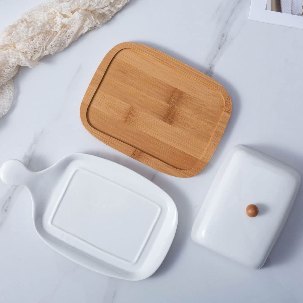 Butterdose, Keramik-Butterdose, Haushalts-Keramik-Keramik, kleines Tablett, Butterdose, Butterbehälter, Käsedose mit Griff, Butterdose, Butterdosen