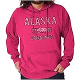 Brisco Brands Alaska Stenciled Bear Distressed Hoodie Sweatshirt Women Men Heliconia