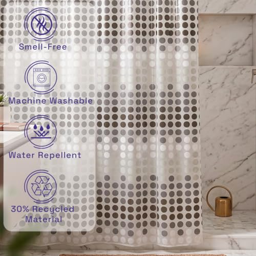 Image of Wakefit PEVA Plastic Printed Shower Curtain 7 Feet | 12 Free Hooks | No Smell, Toxin Free PEVA Plastic | Waterproof Bathroom Curtain | Curtain for Balcony | Height 7ft & Width 6ft | Bubbles
