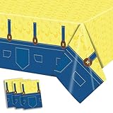 3pc Yellow Cartoon Theme Party Tablecloths 108x54 Inch Banana Happy Birthday Cake Table Disposable Rectangular Table Cover Cloths