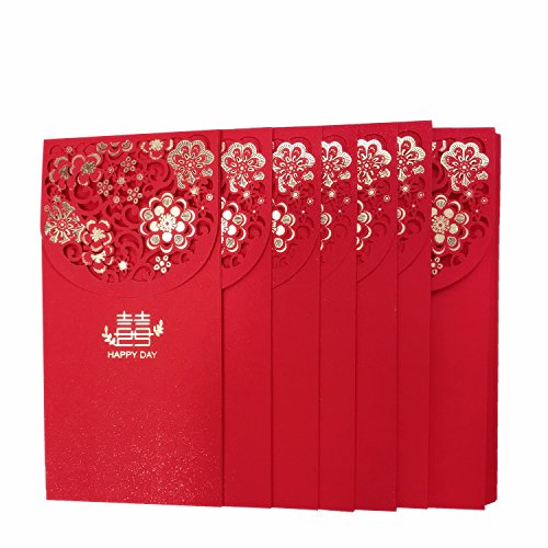 Angel Mall Pack-12 Chinese Red Envelopes - Lucky Money Gift Envelopes Red Packet For New Year, Birthday, Wedding (7 X 3.5 In) (The Wedding) #TOP2