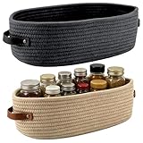 Cesto Durevole in Fibra Naturale Intrecciata: Realizzato con corda di cotone ad alta resistenza, questo organizer decorativo intrecciato consente una conservazione efficiente e un accesso facile agli oggetti da bagno, completando l'arredamento con il suo motivo di tessitura senza .