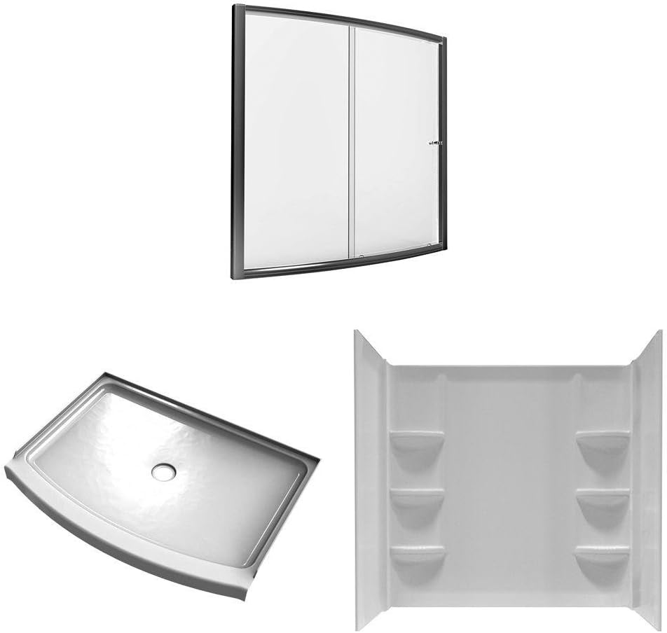 American Standard Ovation 33.5 in. x 48 in. x 75.25 in. Combo 5-Piece Shower Kit in Arctic and Brushed Nickel