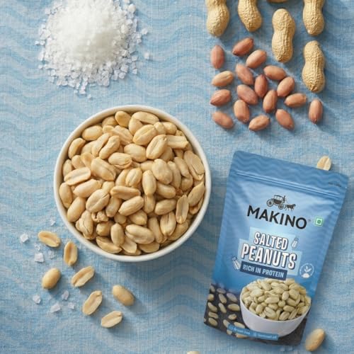 Image of Makino Salted roasted Peanuts,Pack of 2 (140g) Each - Crunchy Khari Sing, Groundnut | Only Roasted Not Fried, High in Protein, Gluten Free, Zero Cholesterol & Trans Fat, 100% Natural Gujarat Groundnuts