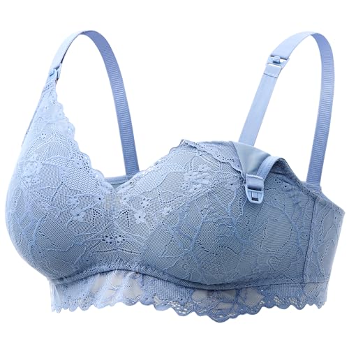 Image of Momcozy Lace Nursing Bra, Wirefree Padded Nursing Bras for Breastfeeding, V Neck Maternity Bra for Pregnancy, Soft Lace
