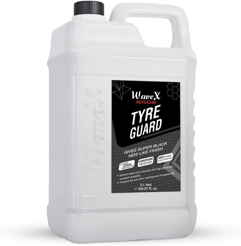 Wavex Tyre Polish for Car and Bike (5L) | Gives Lustrous Dark, Long Lasting Super Black Shine - Non-Greasy, Super Hydrophobic