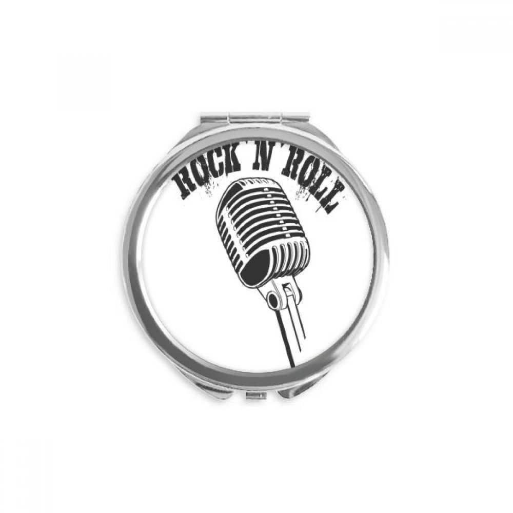 Miroir de poche compact motif microphone de musique multicolore
