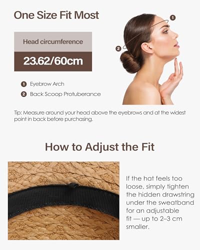 Sombrero de playa para mujer con ala ancha y protección UV miniatura 5