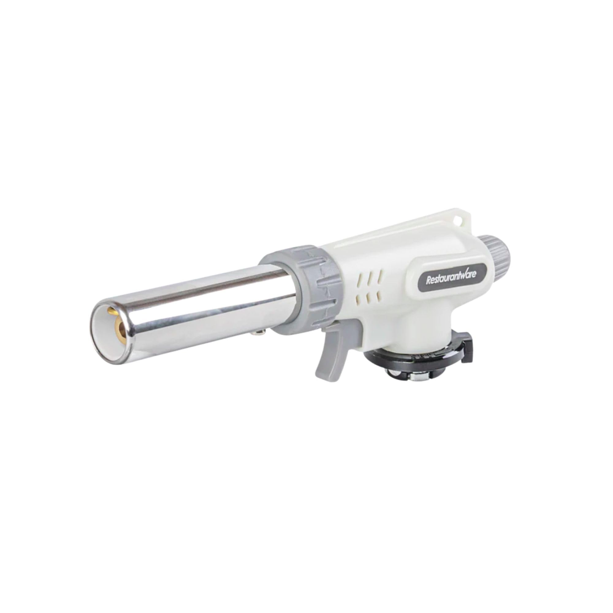 Restaurantware -RW Pyro Creme Brulee Antorcha con llama ajustable, 1 soplete culinario recargable, tanque de gas butano no incluido, sin acampanado, blanco, para hornear, cocinar, barbacoa y más