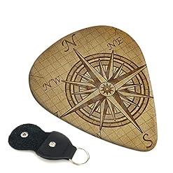 Lot de 6 médiators imprimés boussole avec boîte de rangement pour guitare acoustique et électrique - Les Beatles, Paul McCartney, John Lennon, RIngo Starr, George Harrison