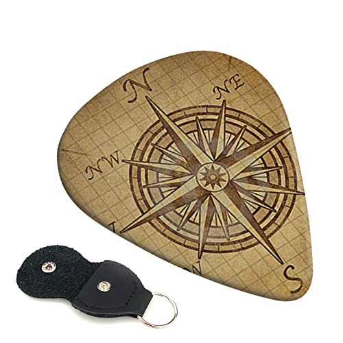 Lot de 6 médiators imprimés boussole avec boîte de rangement pour guitare acoustique et électrique - Les Beatles, Paul McCartney, John Lennon, RIngo Starr, George Harrison Lot de 6 médiators imprimés boussole avec boîte de rangement pour guitare acoustique et électrique