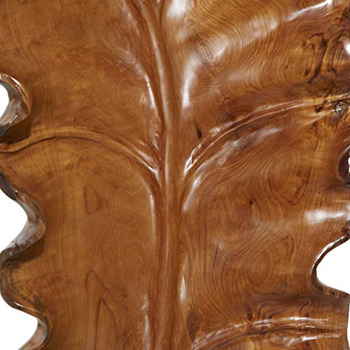 Deco 79 Teak Wood Leaf Handmade Sculpture, 21" X 13" X 46", Brown #TOP5