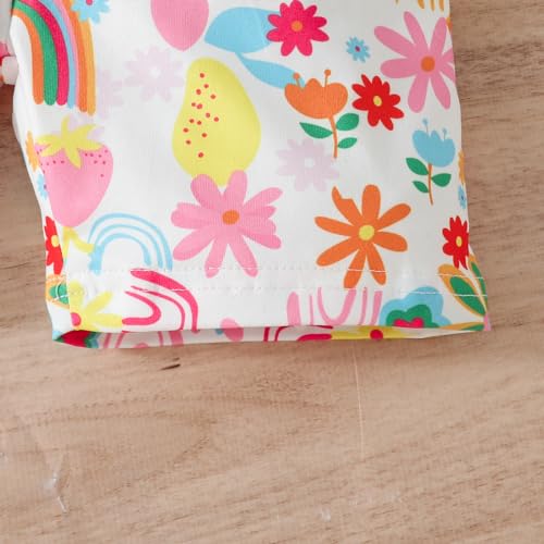 Image of Ayzozuy Kid Girl Clothes Shorts Set 2 Piece Outfits Summer Casual Short Sleeve Top and Shorts Set for Girls 4-7