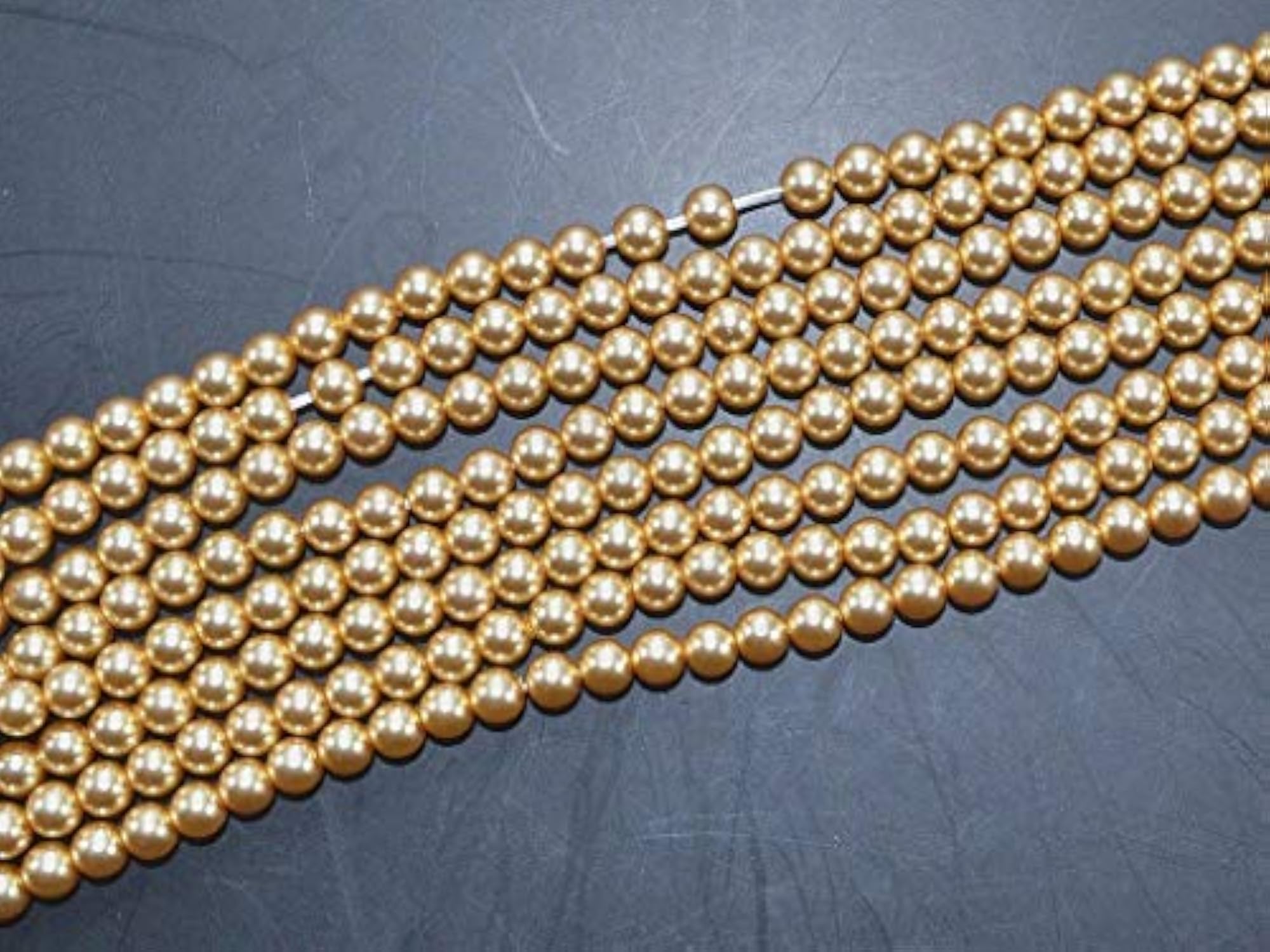 4MM Preciosa Golden Glass Pearl Beads for Jewellery Making