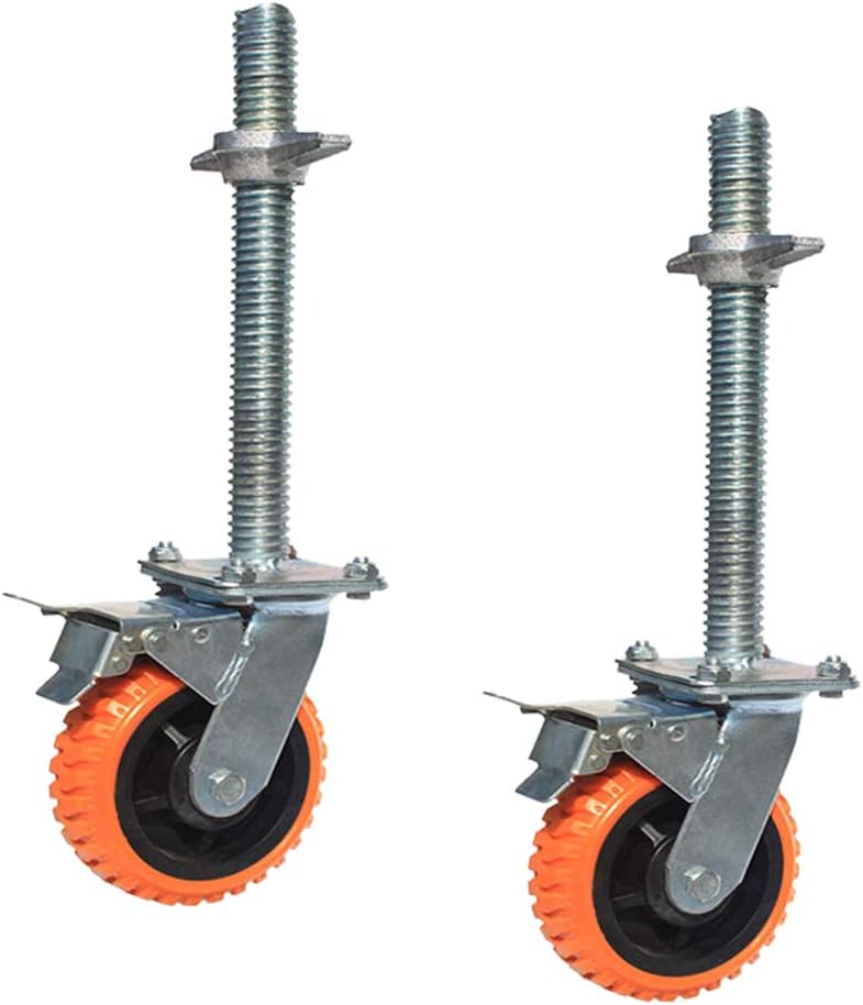 Caster Polyurethane Swivel Caster with Brakes 6-Inch Mobile Scaffolding Caster,8-Inch Heavy-Duty Casters Load 800kg Replacement Wheels 2 Pieces