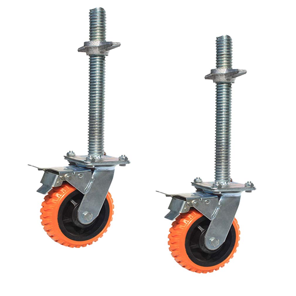 Caster Polyurethane Swivel Caster with Brakes 6-Inch Mobile Scaffolding Caster,8-Inch Heavy-Duty Casters Load 800kg Replacement Wheels 2 Pieces
