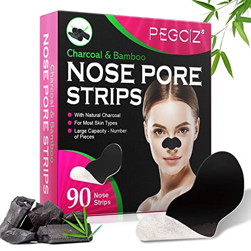 Blackhead Mitesserentferner Nasenstrips für Damen – Sanfte Porenreinigung & Sichtbare Porenverfeinerung mit Zaubernuss & Bambuskohle – Nose Pore Strips Anti-Mitesser Pflaster, 90 Stück
