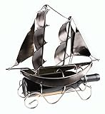Clever Creations Metal Wine Bottle Holder, Vintage Figurine Wine Rack Décor for Tables, Shelves and Countertops, Sailboat