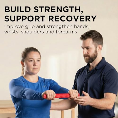 Image of THERABAND FlexBar Resistance Bar, Physical Therapy, Flex, Elbow, Wrist, Red