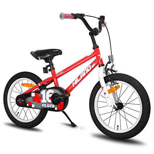 HILAND Pluto 16 Zoll Kinderfahrrad für Mädchen Jungen 3-7 Jahre Alt mit Ständer, Handbremse und Rücktritt rot – Bild 6