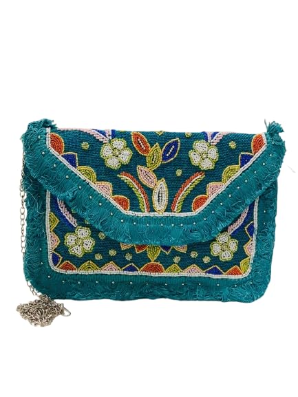 Women Ethnic Embellished Handmade Designer Boho Bag | Stylish Bohemian Crossbody Purse | Handcrafted sling bag | Clutch with Floral Embroidery | Ideal for Festivals, Weddings-picture-19