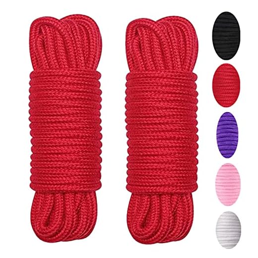 WYMAODAN Cuerda de algodón Suave, Dos Cuerdas Multiusos de 10 M / 8 MM, Cuerda Artesanal, Hilo de algodón Grueso (Rojo)