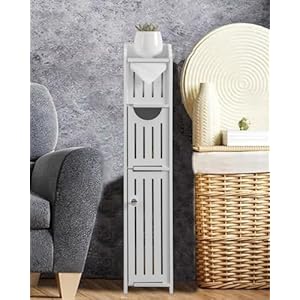 AOJEZOR Bathroom Storage Cabinet: Small Bathroom Storage – Toilet Paper Cabinet Fit for Mega Roll,White