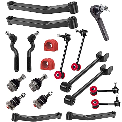 19 PC Front Upper/Lower Control Arm + Ball Joint Kit + Front/Rear Sway Bar Link Kit + Outer Tie Rod End Kit + Steering Drag Link FITS Jeep Wrangler 4WD 2007-2018 RK621823 RK641822