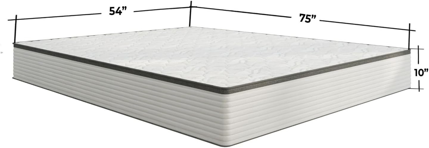 Golden Gate Beds Bundle 10" Full Memory Foam Mattress with Vintage Metal Bed Frame – Quilted Support, Pressure Relief, Headboard & Footboard, No Box Spring Needed, Black, Full Size