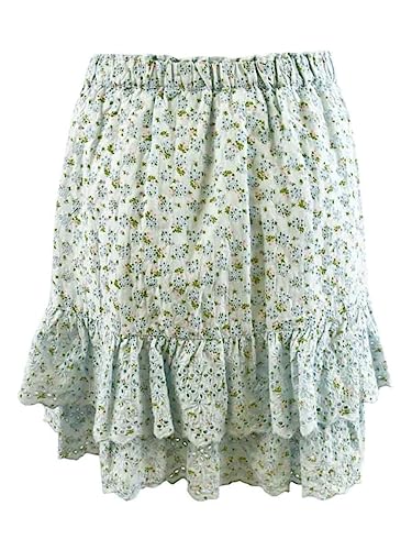 Lucky Brand Women's Printed Cotton Tiered Mini Skirt (L, Blue Multi)2