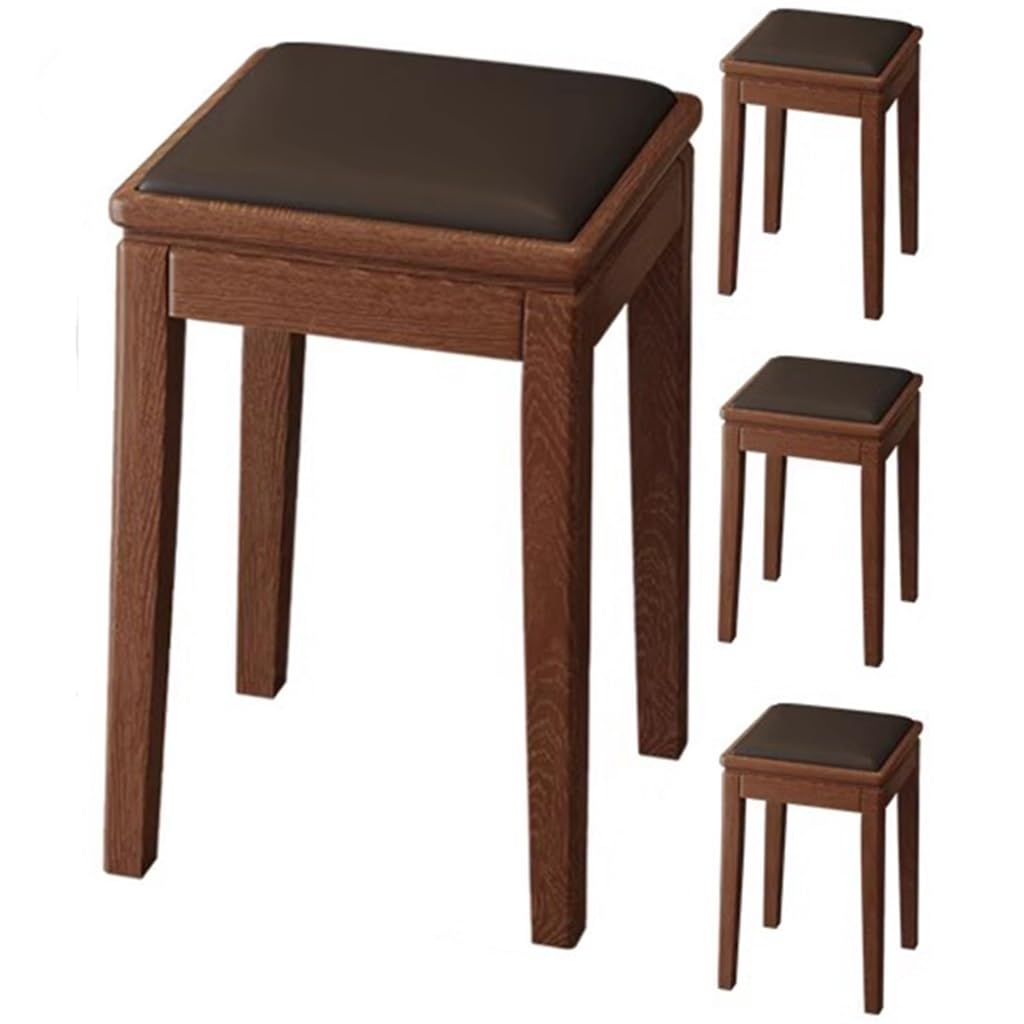 Sgabello Impilabile Set di 4 Set di Sgabelli Impilabili Salvaspazio per La Casa, Sgabello da Pranzo Quadrato in Stile Americano, Sgabello da Trucco con Borsa Morbida(Black)