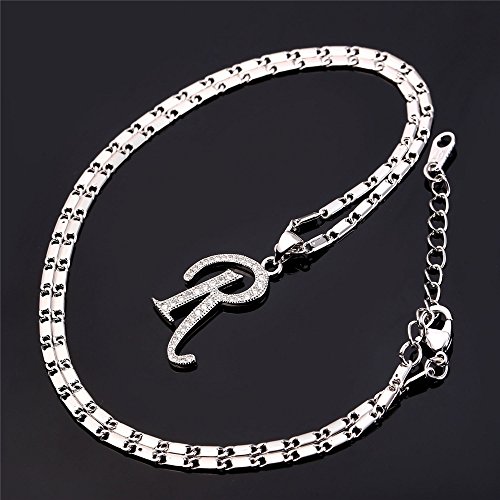 U7 Initial Necklace for Women, Gold/Platinum Plated CZ Crystal Letter A-Z Pendant Necklace, Shiny 20 Inch Name Chain Dainty Personalized Jewelry for Men Mom Wife Friend3