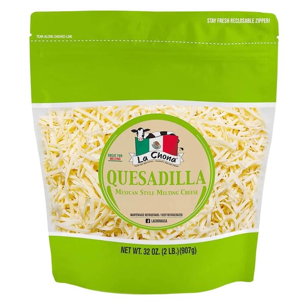 Quesadilla Shredded Cheese, 32 oz, Mexican Style Melting Cheese, Cultured Pasteurized Milk, Salt, Enzymes, Anticake (Potato Starch, Powdered Cellulose), Natamycin (Natural Mold Inhibitor).