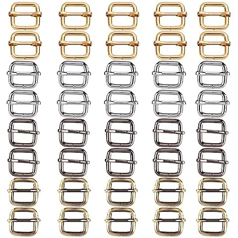 Jomevia Adjustable Slide Buckles,Metal Ring Buckle Webbing Belts 1 Inch Tri-Glide Rectangle Suspender Strap Slider for Webbing Belt Bags (Assorted Color, 40 pcs) Cover