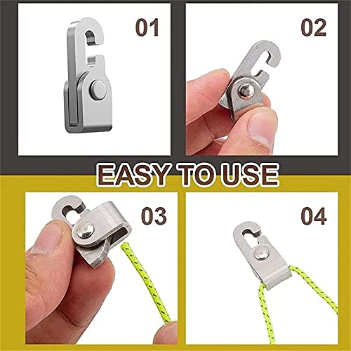 Automatische Vergrendelingshaak, Zelfsluitende Vrije Knoop Eenvoudig Vast Te Maken Touwset, 4 X Touwvergrendelingshaak + 2,5 Mm/5 M Hoge Sterkte Touw X 2 - Image 6