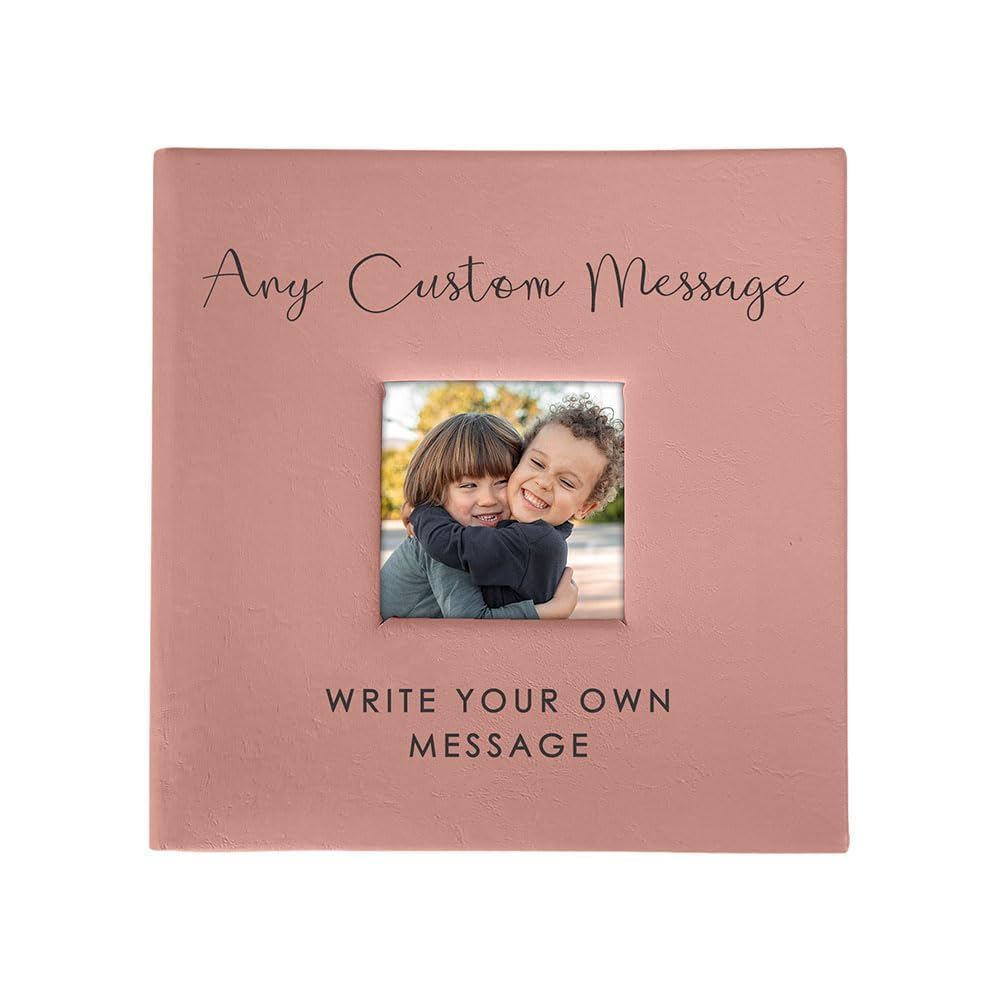 Small Personalized Custom Message Photo Album Pink Leatherette Holds 100 Photos Custom Gift