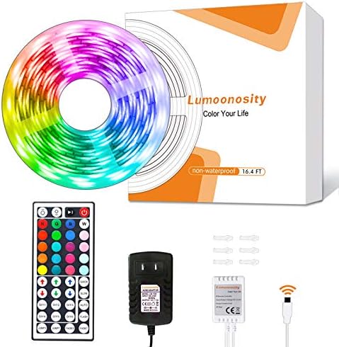 Lumoonosity Led Strip Lights 16.4ft, Led Light Strips with Remote Control for Bedroom Decoration with DIY Color Setting, Color Changing Light Strip, Led RGB Strip Lights with 44 Key Controller