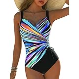 DMMWCX Swimsuit Printed Halter-Neck Cross-Neck One-Piece Swimsuit, Sexy Swimwear, Women's Beachwear-A1-M