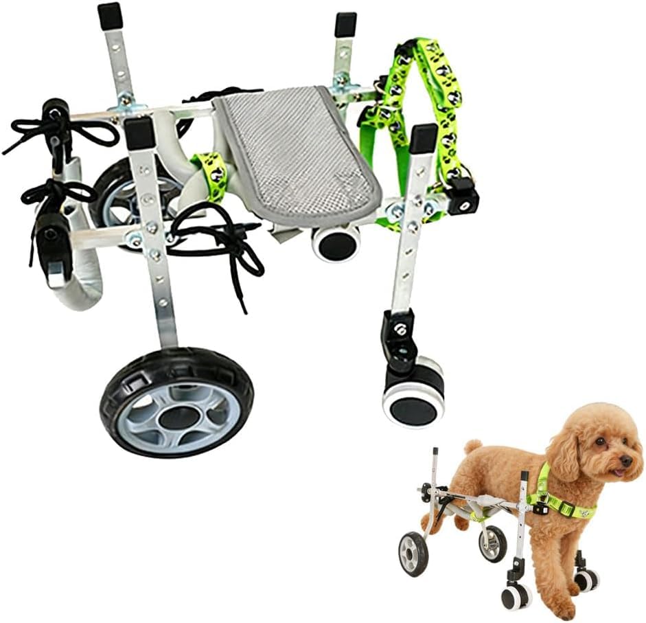 4-wheel Adjustable Dog Wheelchair For Large Dogs, Lightweight Aluminum Frame Pet Mobility Cart With Pvc Tires Rear Leg Support For Injury Rehabilitation (s) 4 Wheels L