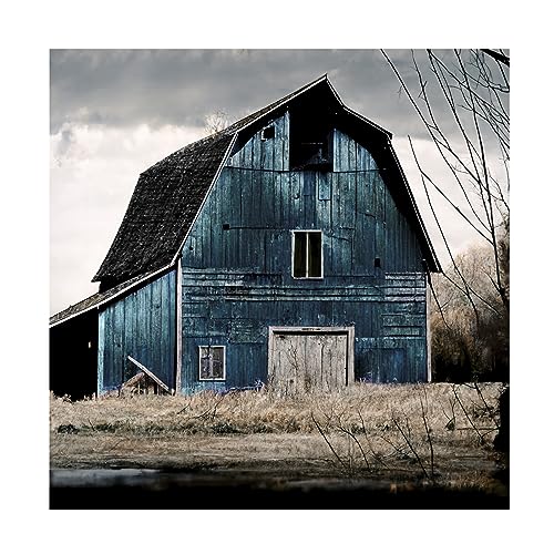 Trademark Fine Art Canvas Wall Art - Sasha 'Blue Barn' Wall Art for Living Room, Bedroom, or Office Décor 14 x 14 Inches