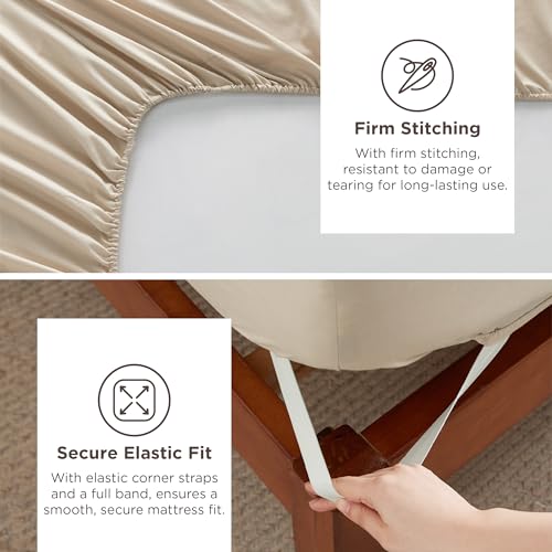 Image of Bedsure Deep Pocket King Sheet Set - Fits Mattresses Up to 21 Inches Thick - 4 Piece GentleSoft Bed Sheets, Moisture Wicking, Soft & Cooling Bedsheet & Pillowcases, Easy & Secure Fit, Beige
