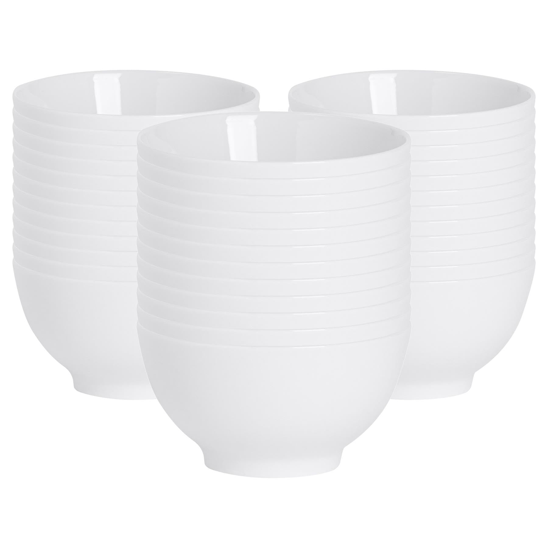 Argon Tableware 36x White Porcelain 12.8cm Rice Dessert Snack Bowls - Small Serving Ice Cream Fruit Soup Cereal Set - Dishwasher and Microwave Safe