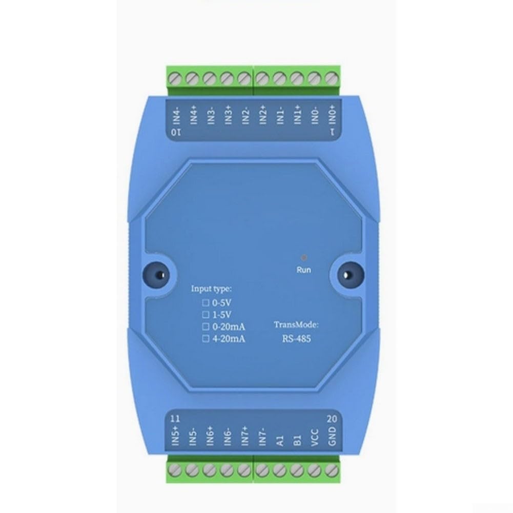 Modulo di acquisizione segnale analogico, 8 canali per 4-20mA 0-5V a RS-485 convertitore sistema di monitoraggio industriale, blu (0-5V)