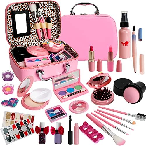 For Ideahome Kids Washable Makeup Girl Toys - Real Make Up Set, Little Girls Makeup Kit for Toddler Kid Children Princess, Christmas Birthday Gift Toys for Girl 4 5 6 7 8 9 10 Year Old